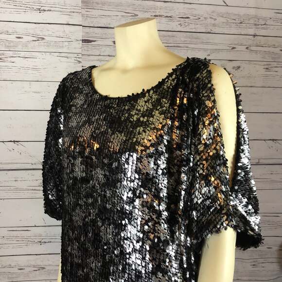 R&M Richard’s Black and silver sequin midi short sleeved dress size 22 w - Picture 7 of 12